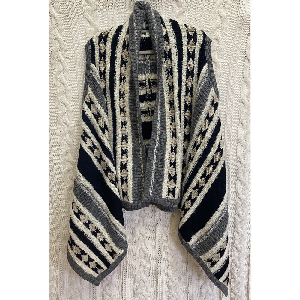 a.n.a Sleeveless Cardigan Wool‎ Blend Sweater Vest XL Open Front Aztec Western